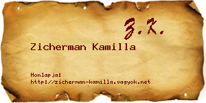 Zicherman Kamilla névjegykártya