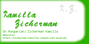 kamilla zicherman business card